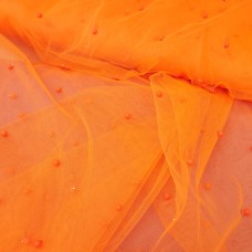 Ткань Сетка с жемчугом (оранжевый)